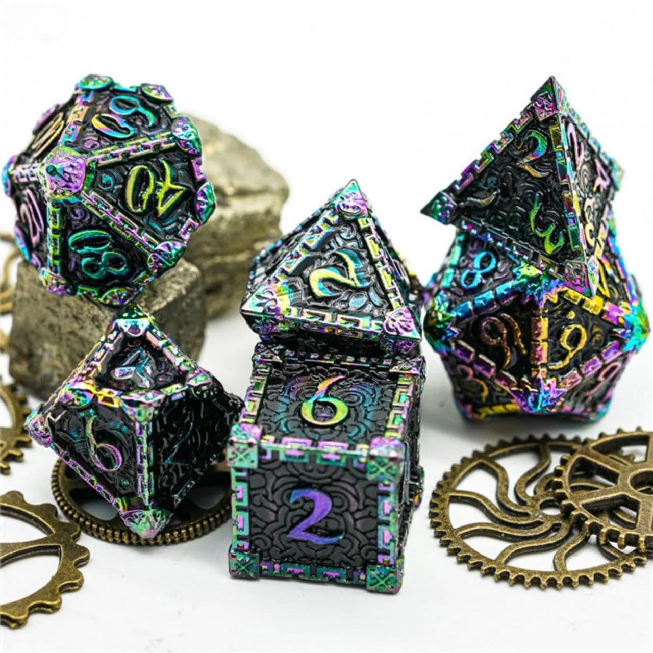 Foam Brain Games Dagger of Venom: Black Rainbow RPG Metal Dice Set